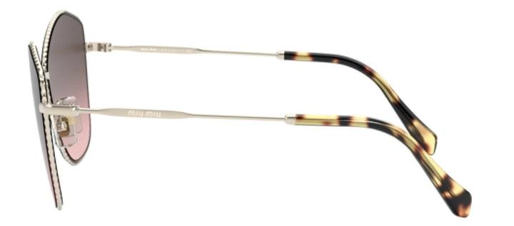 Miu Miu MU 60VS ZVN146 Cat Eye Metal Gold Sunglasses with Grey Lens