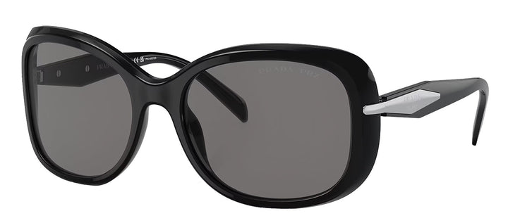 Prada PR 04ZS 1AB5Z1 Butterfly Plastic Black Sunglasses with Dark Grey Polarized Lens