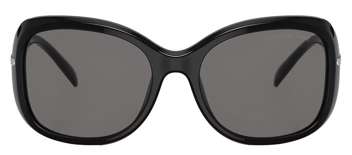 Prada PR 04ZS 1AB5Z1 Butterfly Plastic Black Sunglasses with Dark Grey Polarized Lens