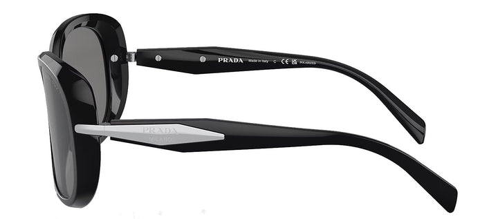 Prada PR 04ZS 1AB5Z1 Butterfly Plastic Black Sunglasses with Dark Grey Polarized Lens