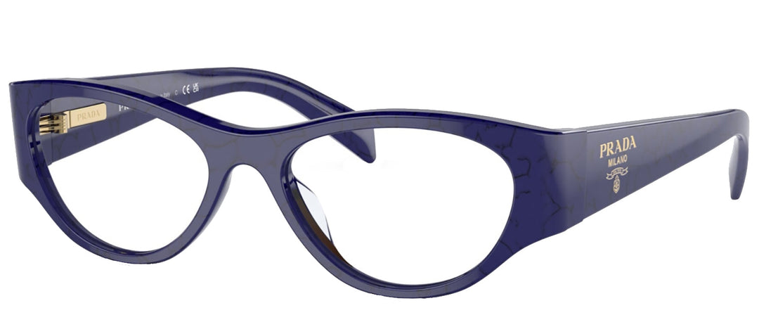 Prada PR 06ZV 18D1O1 Butterfly Plastic Dark Blue Eyeglasses with Transparent Demo Lens