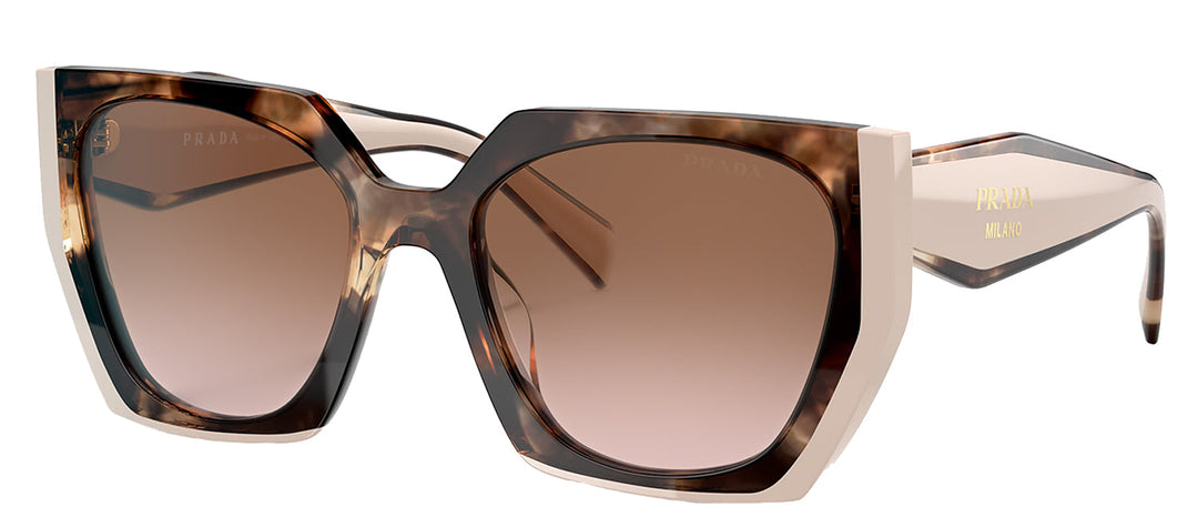 Prada PR 15WS 01R0A6 Rectangle Plastic Tortoise Sunglasses with Brown Gradient Lens