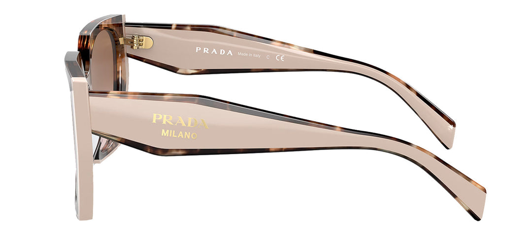 Prada PR 15WS 01R0A6 Rectangle Plastic Tortoise Sunglasses with Brown Gradient Lens