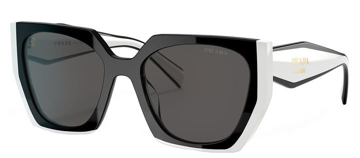 Prada PR 15WS 09Q5S0 Rectangle Plastic Black Sunglasses with Grey Lens