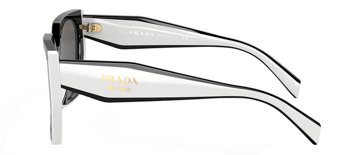 Prada PR 15WS 09Q5S0 Rectangle Plastic Black Sunglasses with Grey Lens