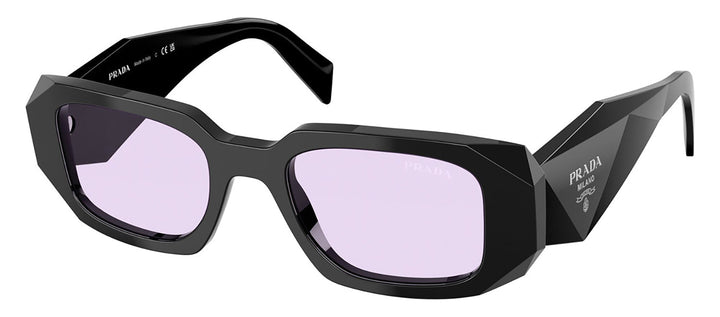 Prada PR 17WSF 16K40J Rectangle Plastic Black Sunglasses with Purple Lens