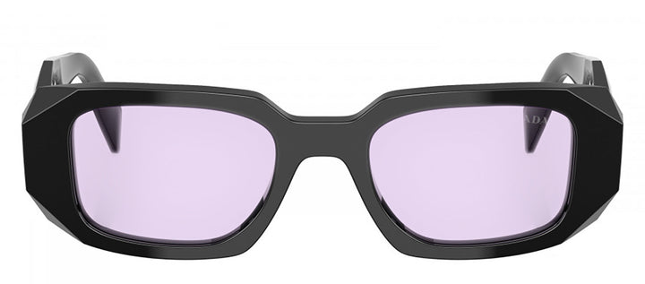 Prada PR 17WSF 16K40J Rectangle Plastic Black Sunglasses with Purple Lens