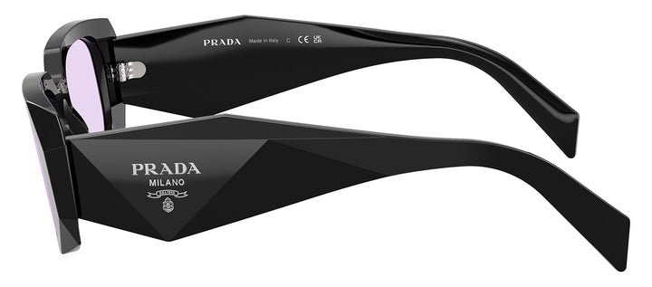Prada PR 17WSF 16K40J Rectangle Plastic Black Sunglasses with Purple Lens