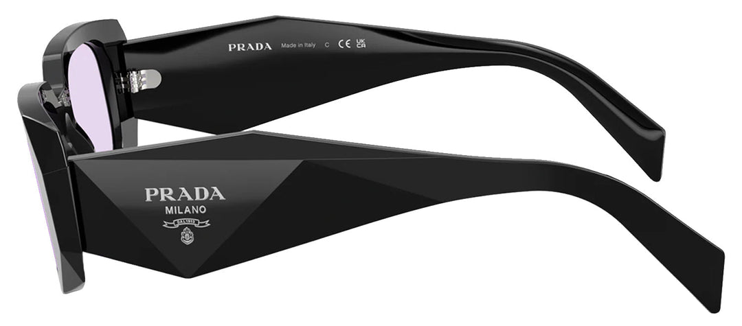 Prada PR 17WS 16K40J Rectangle Plastic Black Sunglasses with Purple Lens
