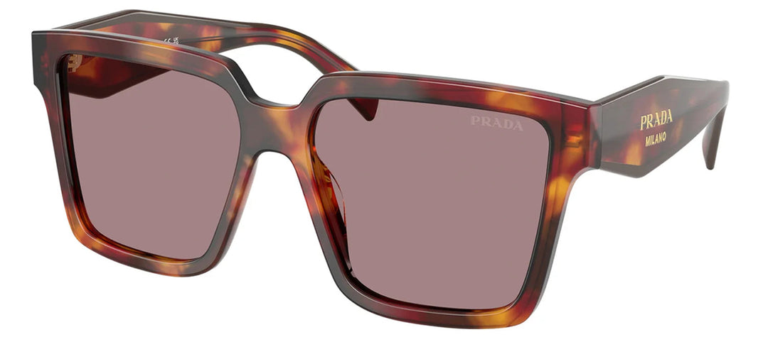 Prada PR 24ZS 22A20I Square Plastic Tortoise Sunglasses with Purple Lens