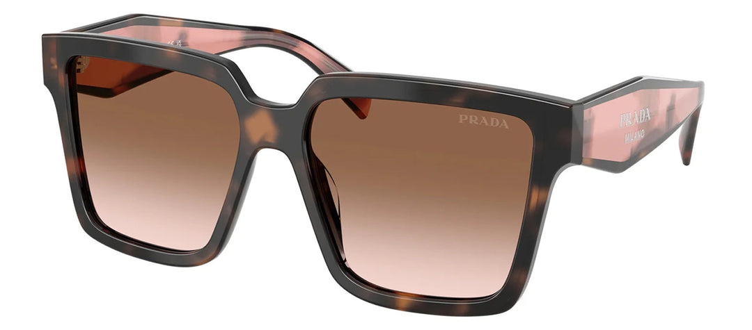 Prada PR 24ZS 23A0A6 Square Plastic Tortoise Sunglasses with Brown Gradient Lens
