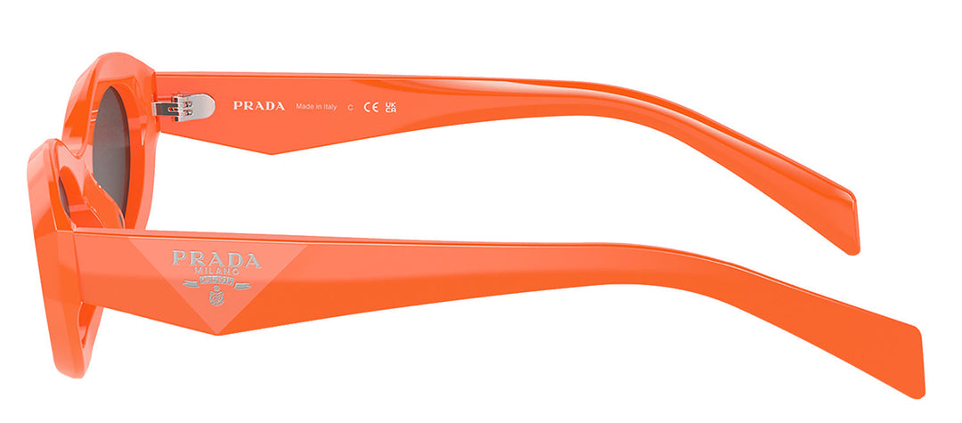 Prada PR 26ZS 12L08Z Irregular Acetate Orange Sunglasses with Dark Grey Lens