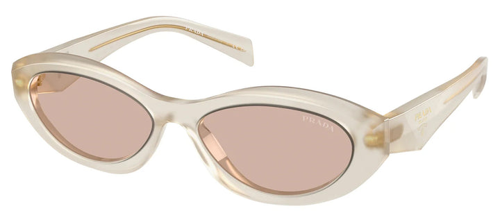 Prada PR 26ZS 12V4I2 Oval Plastic Ivory Sunglasses with Brown Lens