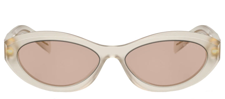 Prada PR 26ZS 12V4I2 Oval Plastic Ivory Sunglasses with Brown Lens