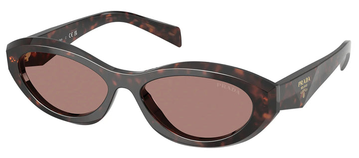 Prada PR 26ZS 17N60B Oval Plastic Tortoise Sunglasses with Brown Lens