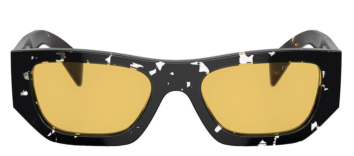 Prada PR A01S 15O10C Pillow Acetate Brown Sunglasses with Yellow Lens