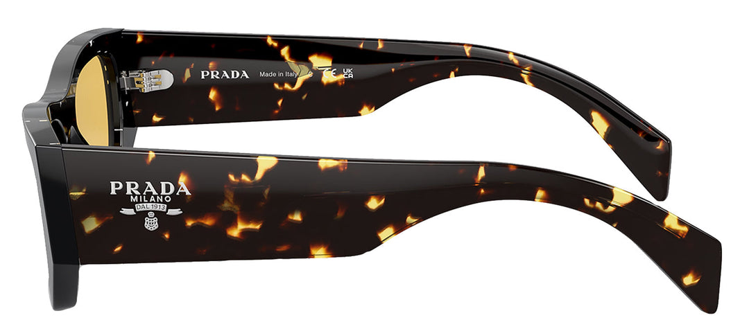 Prada PR A01S 15O10C Pillow Acetate Brown Sunglasses with Yellow Lens