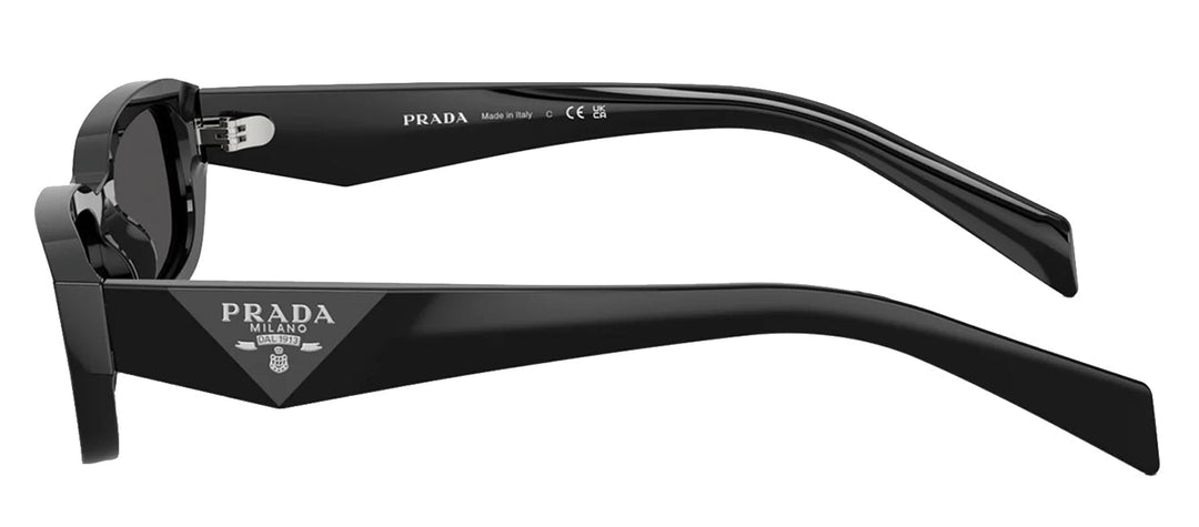 Prada PR B06S 16K08Z Rectangle Plastic Black Sunglasses with Grey Lens