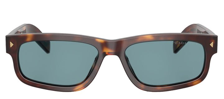 Prada PR B11S 15W04D Rectangle Plastic Tortoise Sunglasses with Green Polarized Lens
