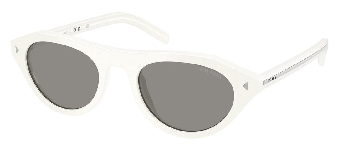 Prada PR B15S 17K80R Irregular Plastic White Sunglasses with Grey Lens