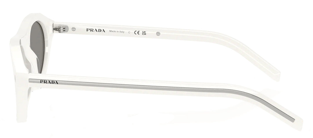 Prada PR B15S 17K80R Irregular Plastic White Sunglasses with Grey Lens