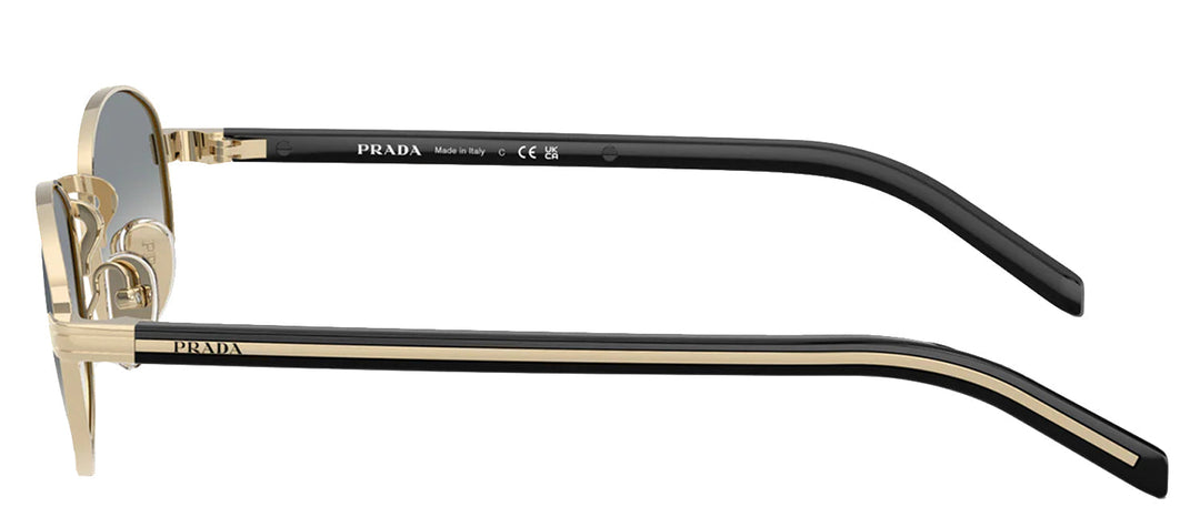 Prada PR B53S ZVN02C Oval Metal Gold Sunglasses with Grey Gradient Lens