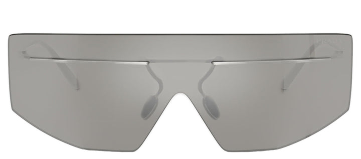 Prada PR B55S 1BC60N Shield Metal Silver Sunglasses with Grey Mirror Lens