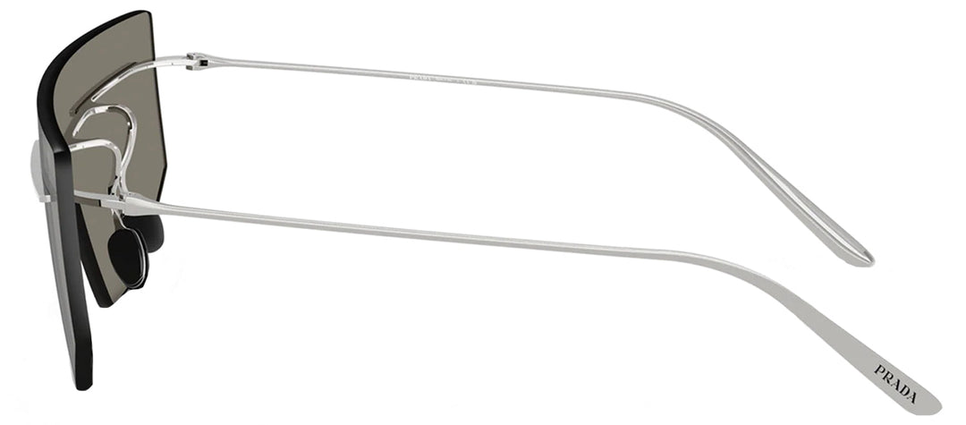 Prada PR B55S 1BC60N Shield Metal Silver Sunglasses with Grey Mirror Lens
