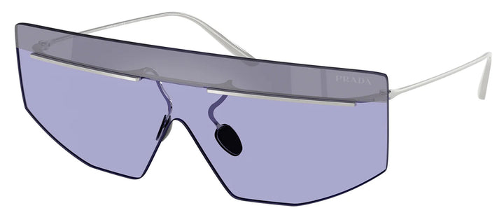 Prada PR B55S 1BC70P Shield Metal Silver Sunglasses with Purple Lens
