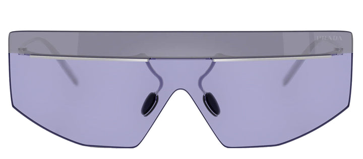 Prada PR B55S 1BC70P Shield Metal Silver Sunglasses with Purple Lens