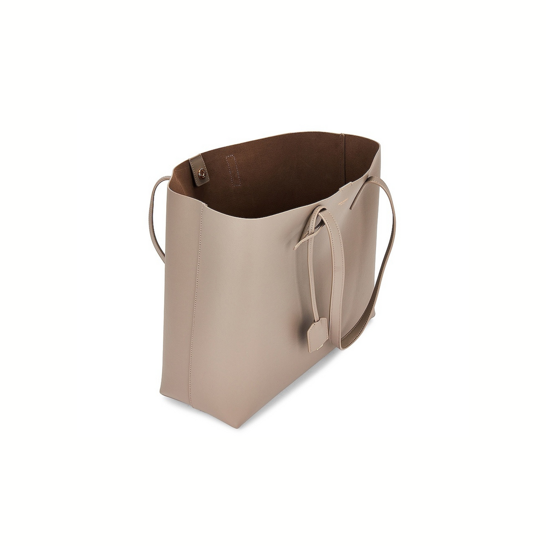 Saint Laurent Large East/West Tote Bag in Brick Leather – Taupe
