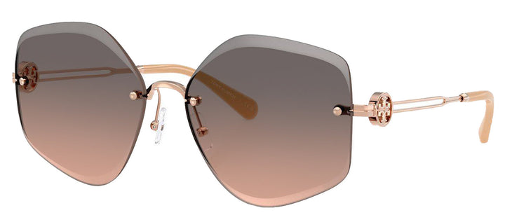 Tory Burch TY 6111 3358G9 Irregular Metal Gold Sunglasses with Grey Gradient Lens