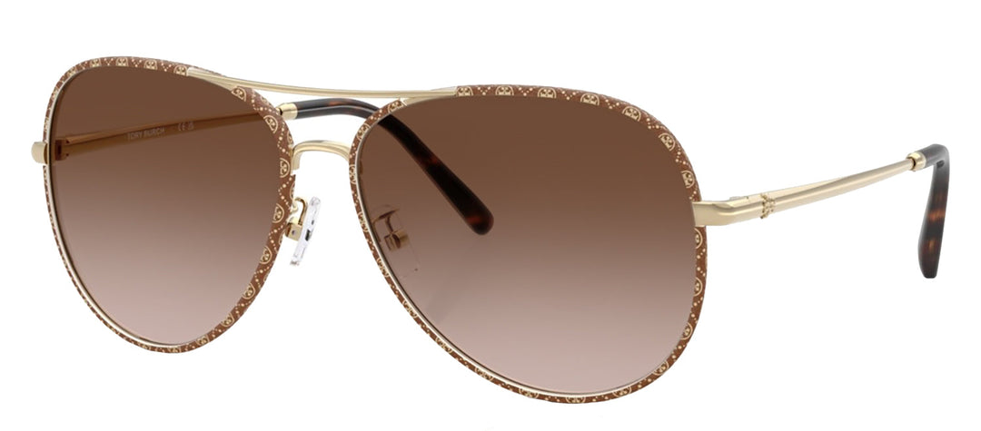 Tory Burch TY 6114 336013 Pilot Metal Gold Sunglasses with Brown Gradient Lens