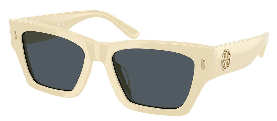 Tory Burch TY 7169U 194787 Rectangle Plastic Ivory Sunglasses with Grey Lens