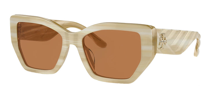 Tory Burch TY 7187U 189073 Irregular Plastic Ivory Sunglasses with Brown Lens