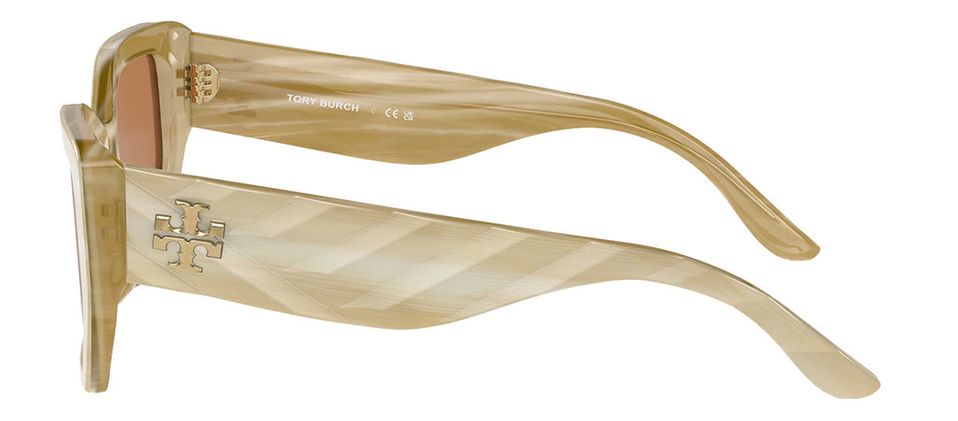 Tory Burch TY 7187U 189073 Irregular Plastic Ivory Sunglasses with Brown Lens