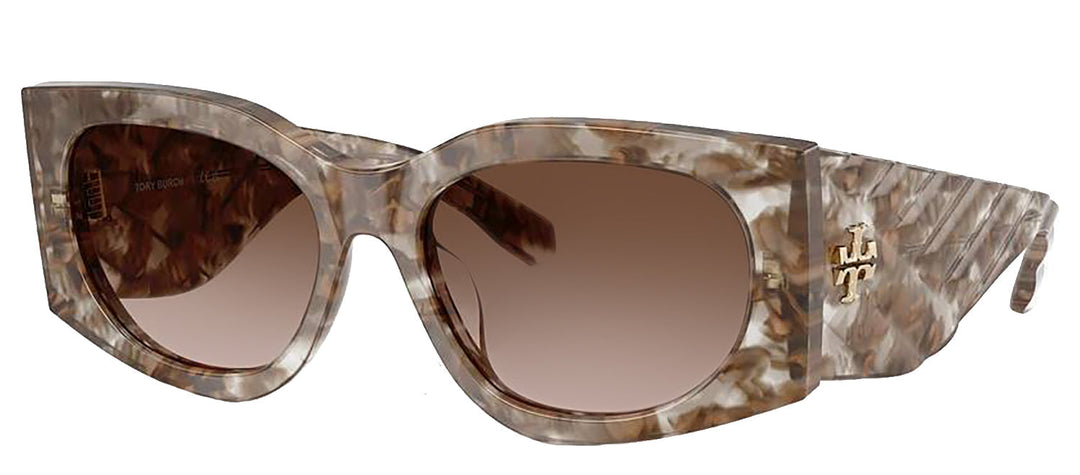 Tory Burch TY 7221U 202613 Rectangle Plastic Tortoise Sunglasses with Brown Gradient Lens