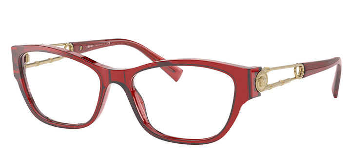 Versace VE 3288 388 Pillow Plastic Red Eyeglasses with Logo Stamped Demo Lenses