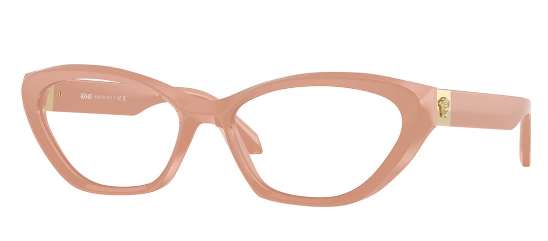 Versace VE 3356 5468 Cat Eye Plastic Beige Eyeglasses with Transparent Demo Lens
