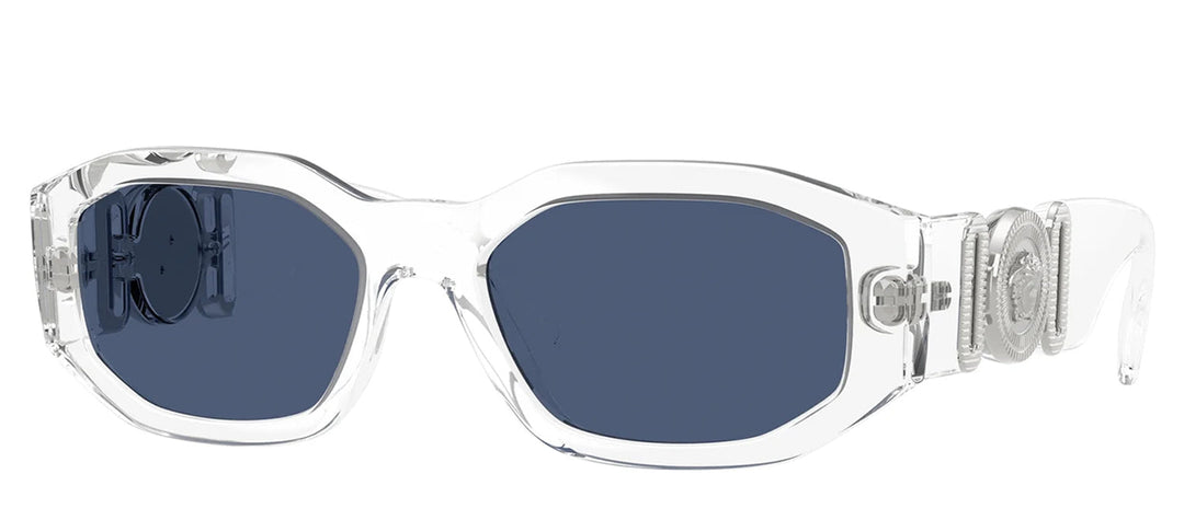 Versace VE 4361 148/80 Irregular Plastic Clear Sunglasses with Blue Lens