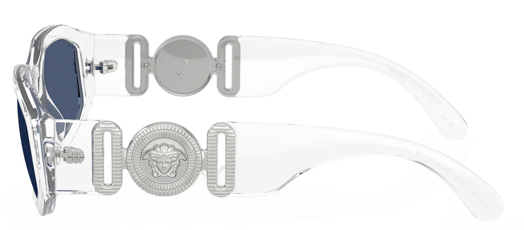Versace VE 4361 148/80 Irregular Plastic Clear Sunglasses with Blue Lens