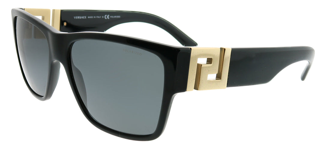 Versace VE 4296 GB1/81 Square Plastic Black Sunglasses with Grey Polarized Lens