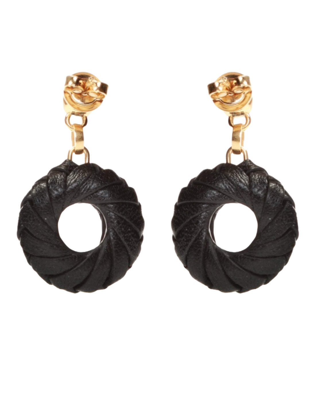 Bottega VenetaEarrings - Bottega Veneta BLACK Leather - trimmed earrings - 608687 VAHUA 1000 - Ask Me Wear