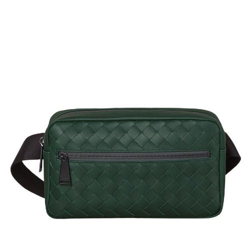 Bottega Venetabelt Bags - Bottega Veneta Pine Green Braided Calfskin Zipper Chest - Waist Bag - 601062VCPQ2_3168 - Ask Me Wear