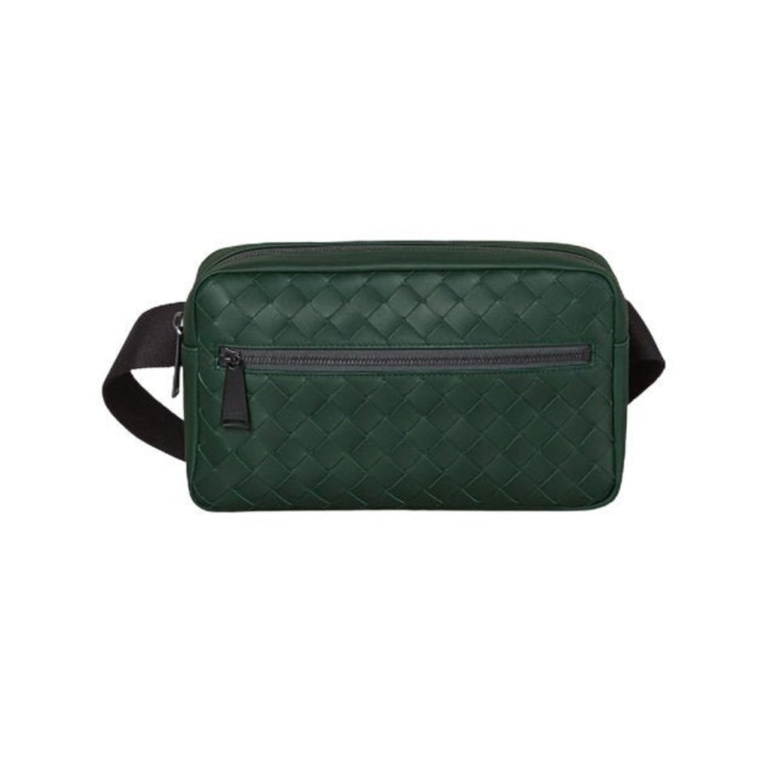 Bottega Venetabelt Bags - Bottega Veneta Pine Green Braided Calfskin Zipper Chest - Waist Bag - 601062VCPQ2_3168 - Ask Me Wear
