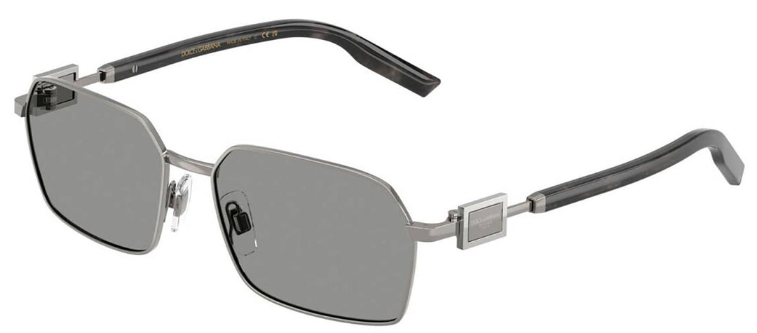DOLCE & GABBANASunglasses - DOLCE & GABBANA DG 2316 04/1 Rectangle Gunmetal Metal Sunglasses with Grey Lens - DG_2316_04/1_56mm - Ask Me Wear
