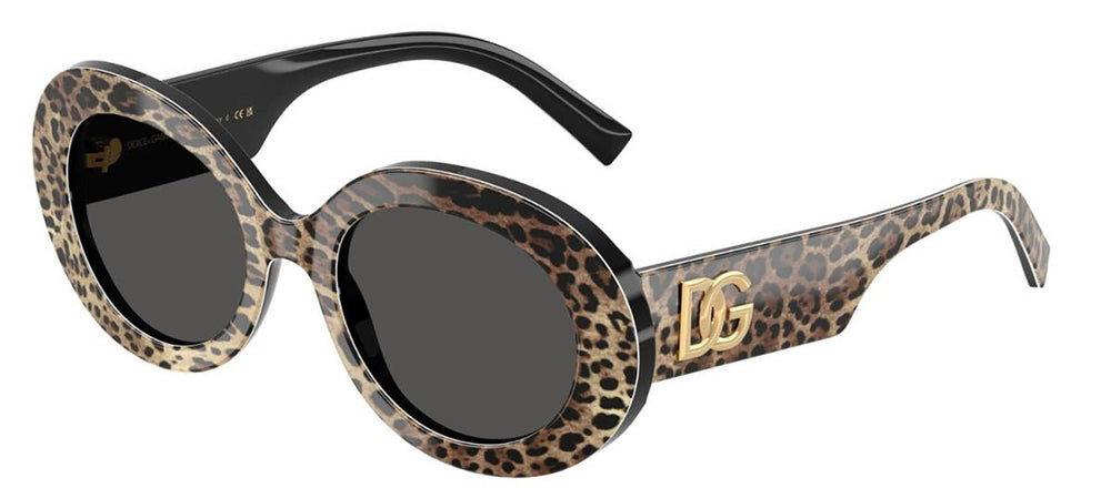 DOLCE & GABBANASunglasses - DOLCE & GABBANA DG 4448 316387 Oval Top Leo On Black Acetate Sunglasses with Dark Grey Lens - DG_4448_316387_51mm - Ask Me Wear