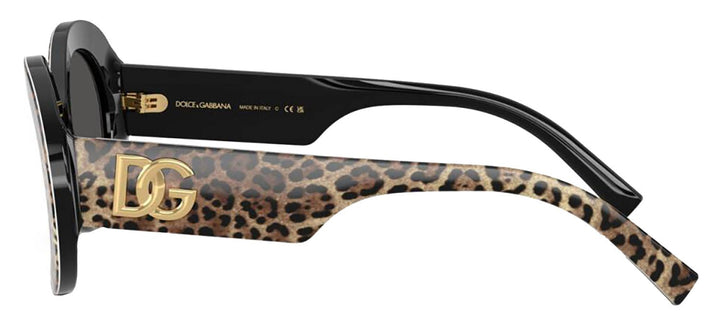 DOLCE & GABBANASunglasses - DOLCE & GABBANA DG 4448 316387 Oval Top Leo On Black Acetate Sunglasses with Dark Grey Lens - DG_4448_316387_51mm - Ask Me Wear