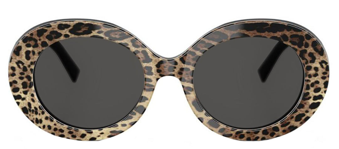 DOLCE & GABBANASunglasses - DOLCE & GABBANA DG 4448 316387 Oval Top Leo On Black Acetate Sunglasses with Dark Grey Lens - DG_4448_316387_51mm - Ask Me Wear
