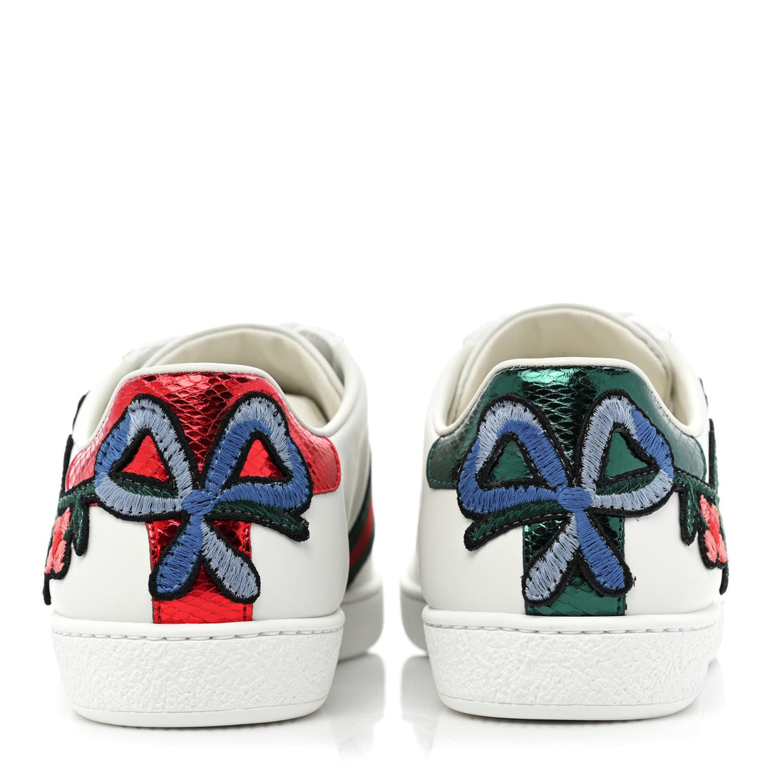 GucciShoes - Gucci Calfskin Web Floral Embroidered Womens Ace Sneakers - 431917A38G09064 - Ask Me Wear